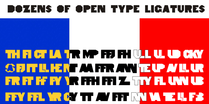 HeptagonFrench font family sample image.