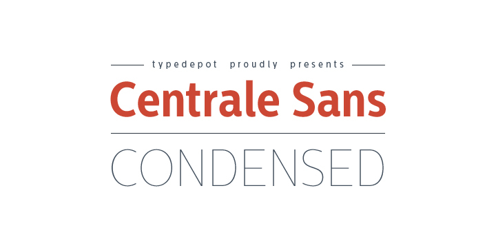Centrale Sans Condensed – not just a “squished” version of the normal Centrale Sans but designed from scratch with all the family characteristics in mind – combination of the grotesque and the humanist models, open apertures and large x-height.