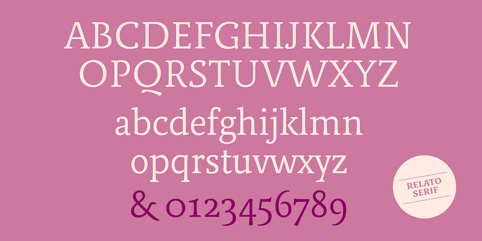Relato Serif is a a five font family.