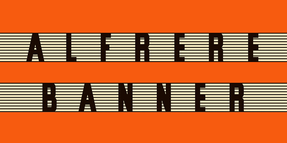 Alfrere Banner is a 1950s inspired masthead typeface, designed to complement our ‘Alfrere Sans’ typeface family.