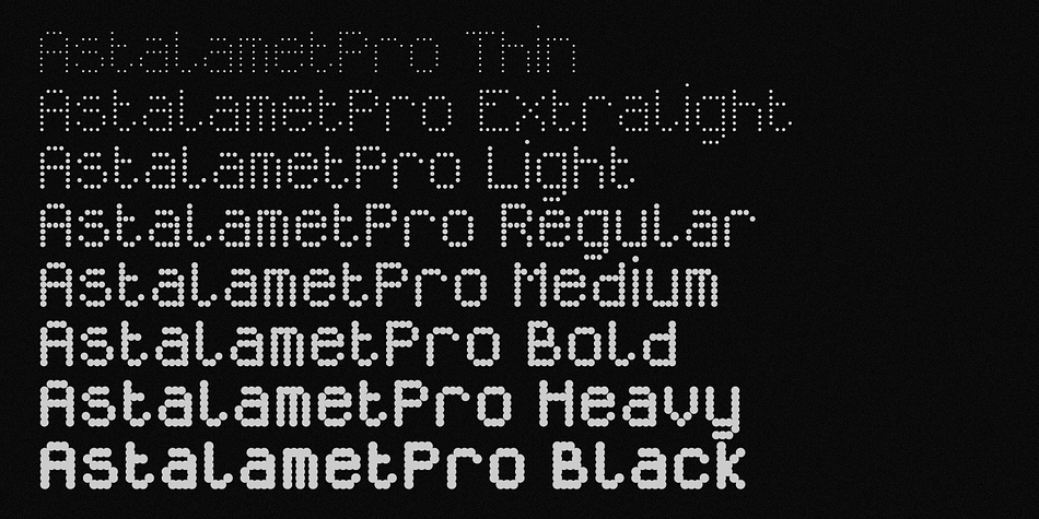 Displaying the beauty and characteristics of the Astalamet Pro font family.