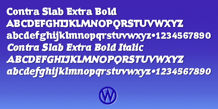 Contra Slab font family example.