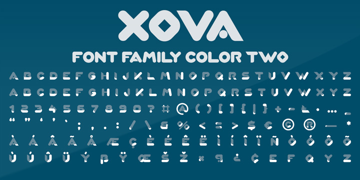 Xova font family sample image.