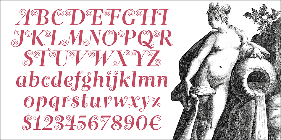 Naiad includes OpenType 2 additional stylistic sets and Standard Ligatures and has extensive Latin language support.