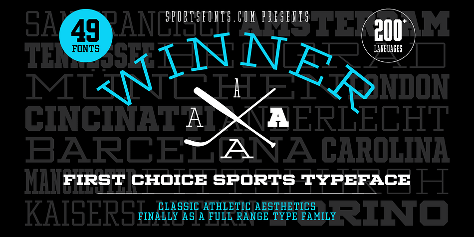 Winner—Classic athletic aesthetics, finally as a versatile contemporary font family.