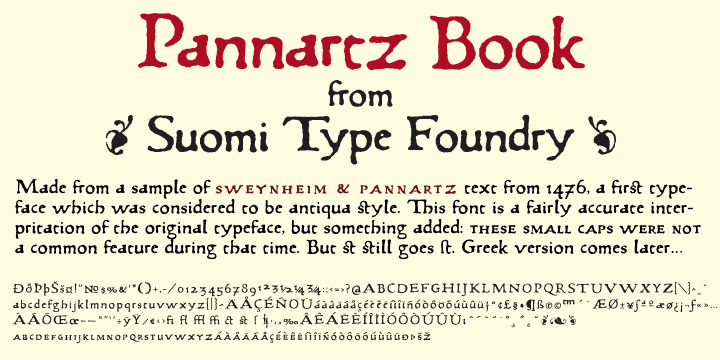 Displaying the beauty and characteristics of the Pannartz font family.