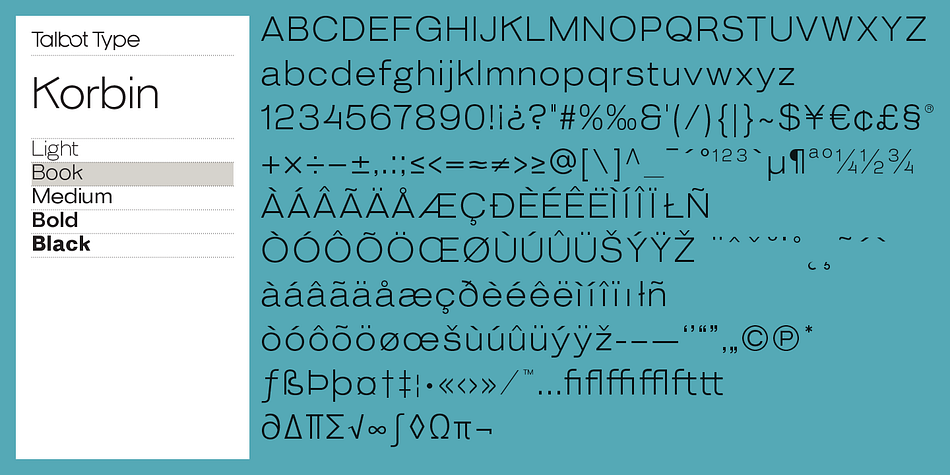 Displaying the beauty and characteristics of the Korbin font family.