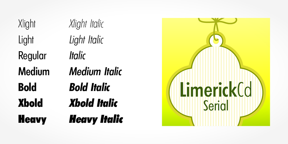 Highlighting the Limerick Cd Serial font family.