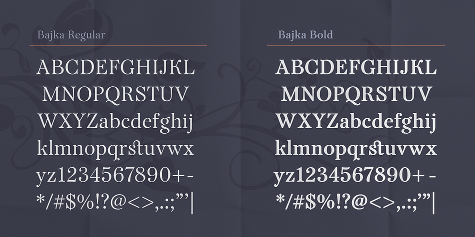 Highlighting the Bajka font family.