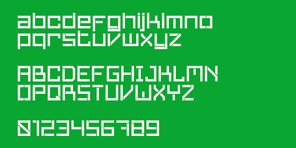 The inspiration for this font originates from fond memories of the classic Sinclair Spectrum logo.