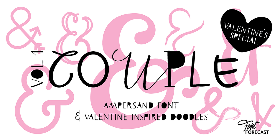 Couple vol1 is an extensive ampersand font with 230 glyphs and Valentine inspired doodles, handmade with love.
