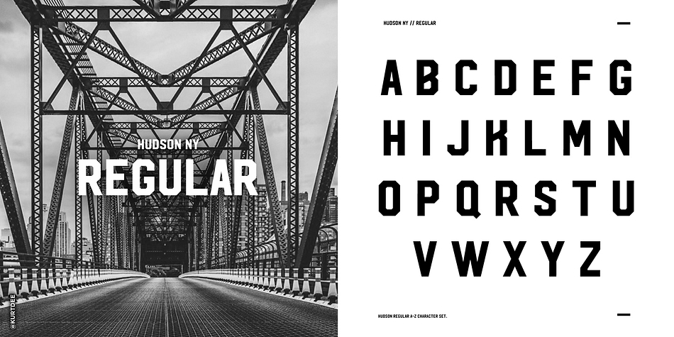 Hudson NY is an adaptation and progression of Roper Font, and like Roper font it comes in regular and a press versions, giving the user some cool options when creating artwork.