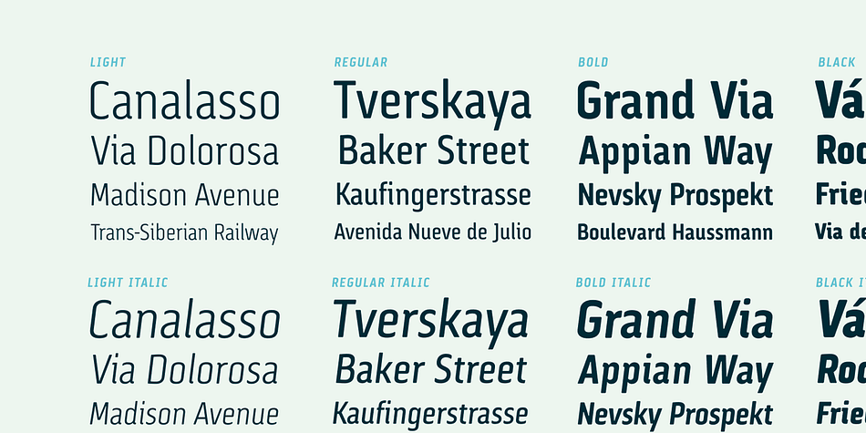 Displaying the beauty and characteristics of the Via Sans font family.
