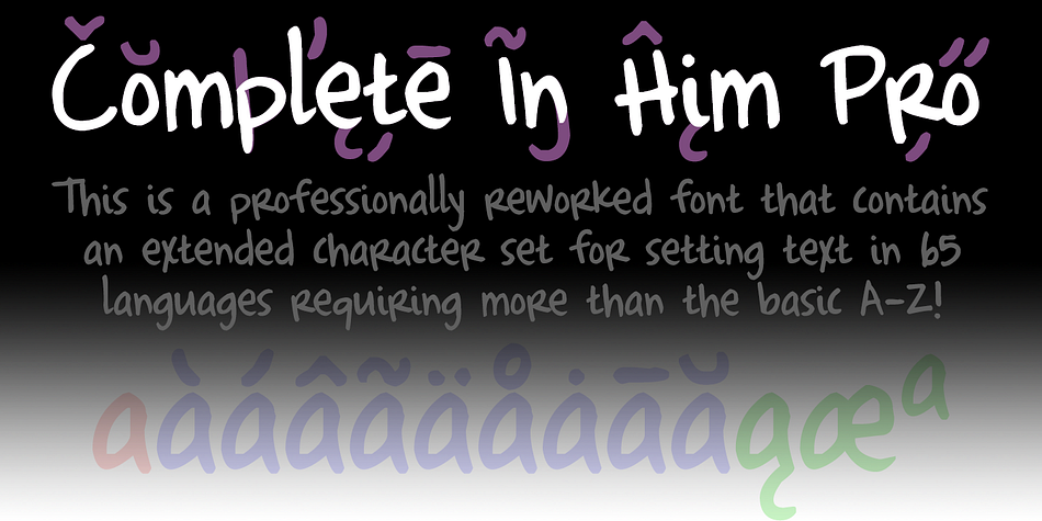 Displaying the beauty and characteristics of the Complete In Him Pro font family.