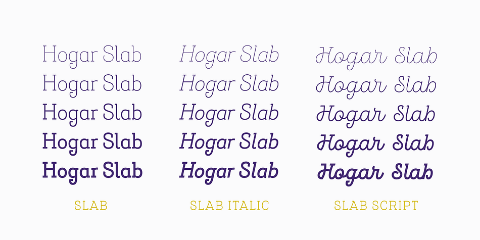 Hogar Slab includes 7 OpenType features including Lining Figures and Standard Ligatures making this font a great value.