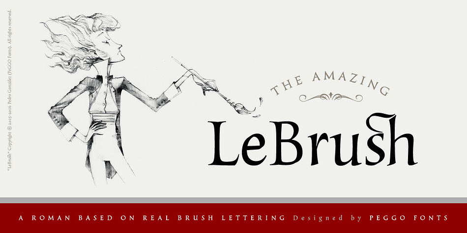“LeBrush” is a contemporary Roman typeface based on real brush lettering, in 10 styles from Thin to ExtraDark, inspired on the classic Roman proportion of the “Capitalis Monumentalis” present into the Trajan Column and another Greek architectural structures.