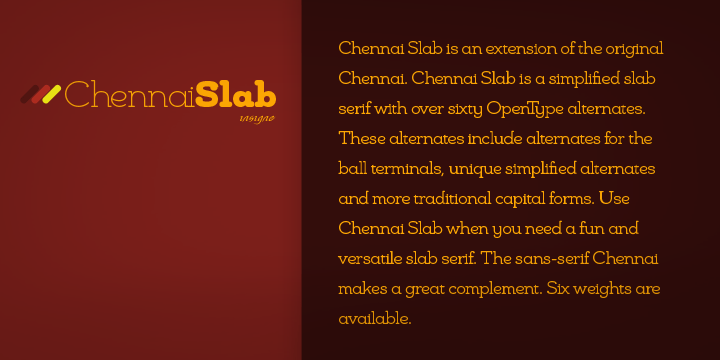 The sans-serif Chennai makes a great complement.