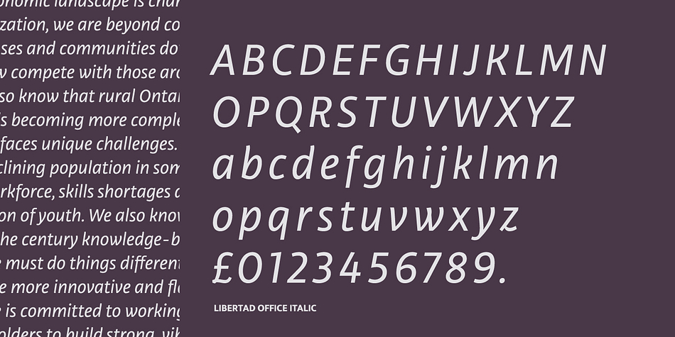 Libertad Office font family example.
