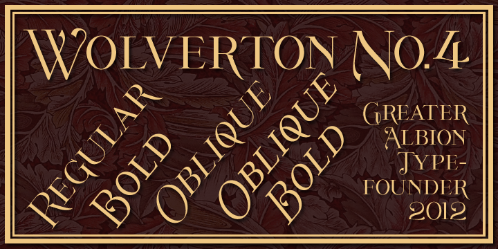 These are complimented by three display text faces, offering upper and lower case letter forms, all offered in regular, 

oblique, bold and bold oblique forms.  Four all capital based display design are also included if offered in the same four 

style, making an extensive and flexible family suitable for a wide range of uses- everything from setting large amounts of 

text to large scale signage and poster work.