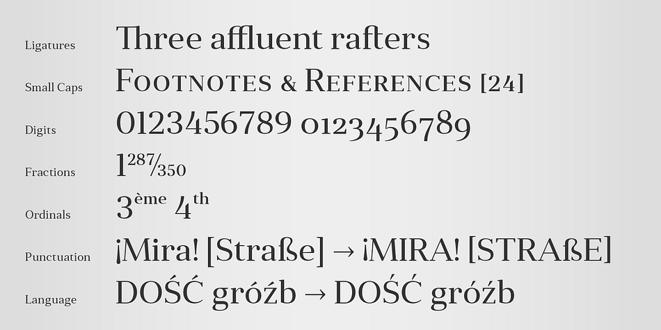 In roman styles the Cyrillic script comes in two flavours accessible via OpenType alternates – to choose either more traditional and curvy (default) or more formal and rigid type texture.