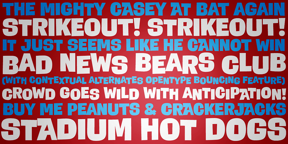 Another offbeat typeface inspired by the lettering on a design by Patrick Owsley for the Chicago Bears.