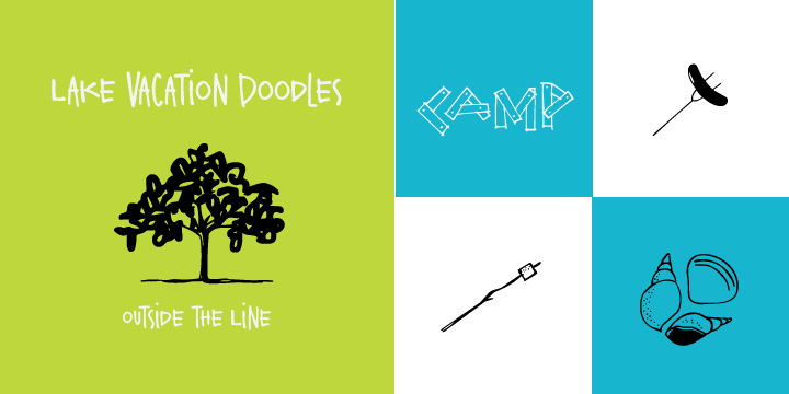 Highlighting the Lake Vacation Doodles font family.