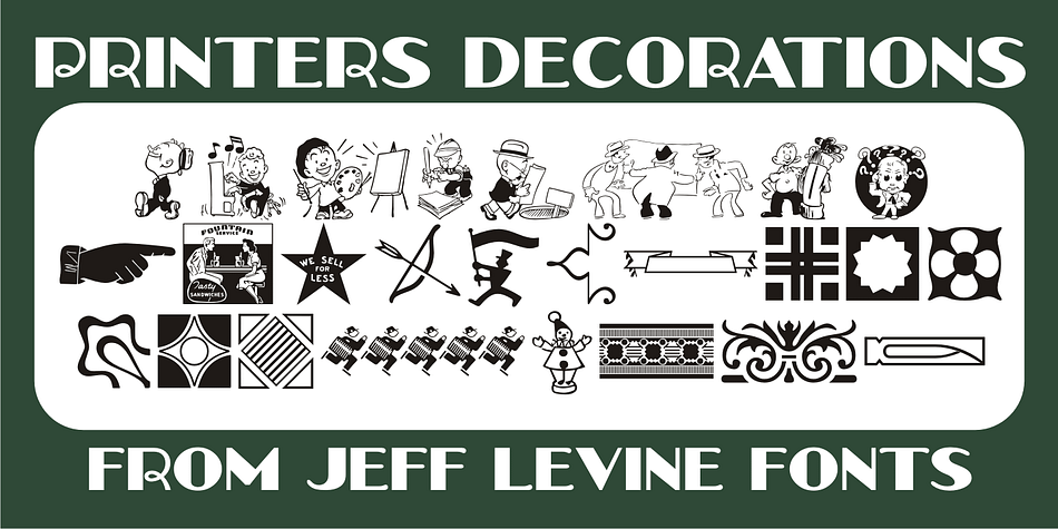 More vintage cartoons, decorations, embellishments and various letterpress dingbats have been re-drawn and collected in Printers Decorations JNL.