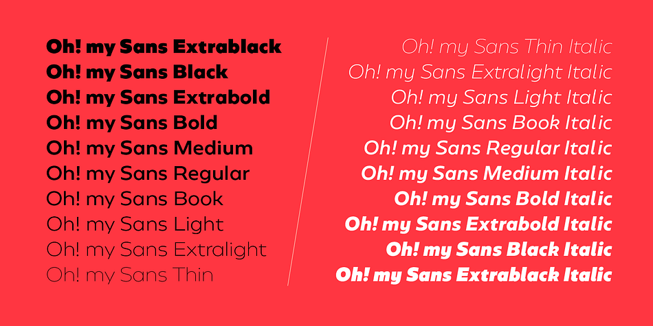 Geometrica comes in 10 weights plus italics-each variant with 560 glyphs-and contains a number of OpenType features that allow you to create very 