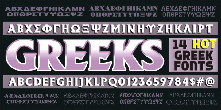 Greek alphabets for the fraternity and sorority set.