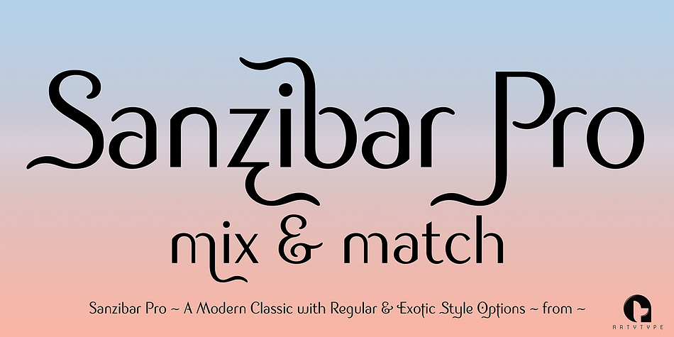 Sanzibar font family sample image.
