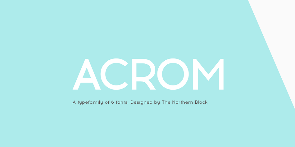 Acrom is a geometric sans serif typeface with a minimal stroke contrast.
