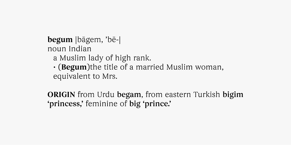 Displaying the beauty and characteristics of the Begum font family.
