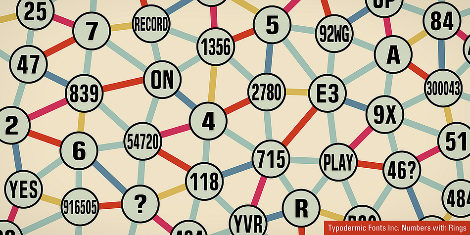 Numbers with Rings uses an OpenType system that allows you to generate numbers in rings up to 999999.