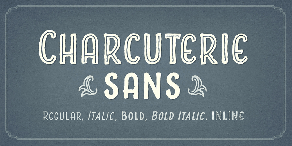Similarly, with Charcuterie the designer can employ the handcrafted look of the many letters within these font families to create a project that is jaunty, quirky, and juicy or one that is a gloriously rich and varied feast for the eyes.