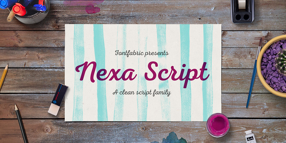 Nexa Script is a clean version of the famous multifaceted font system Nexa Rust.