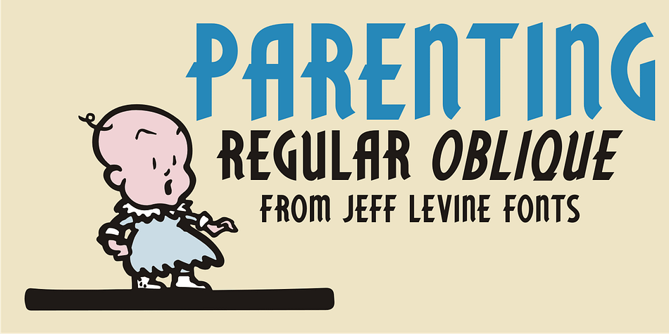 Parenting JNL is a stylized Art Deco sans serif type design originally found on a vintage WPA (Works Progress Administration) poster designed by the Federal Art Project and touting the topic of ìThe Job of Being a Parentî.