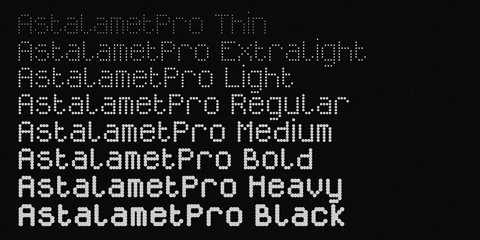 Displaying the beauty and characteristics of the Astalamet Pro font family.