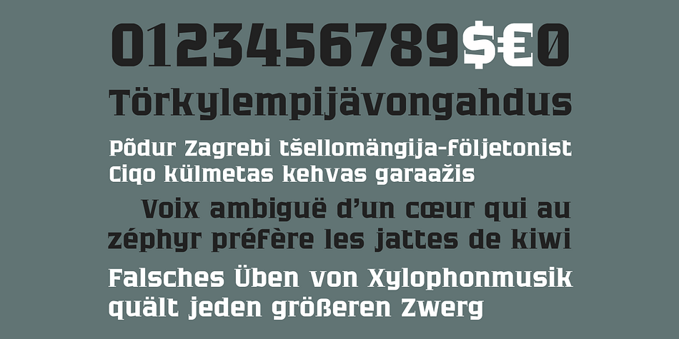 Zantiqa 4F font family example.