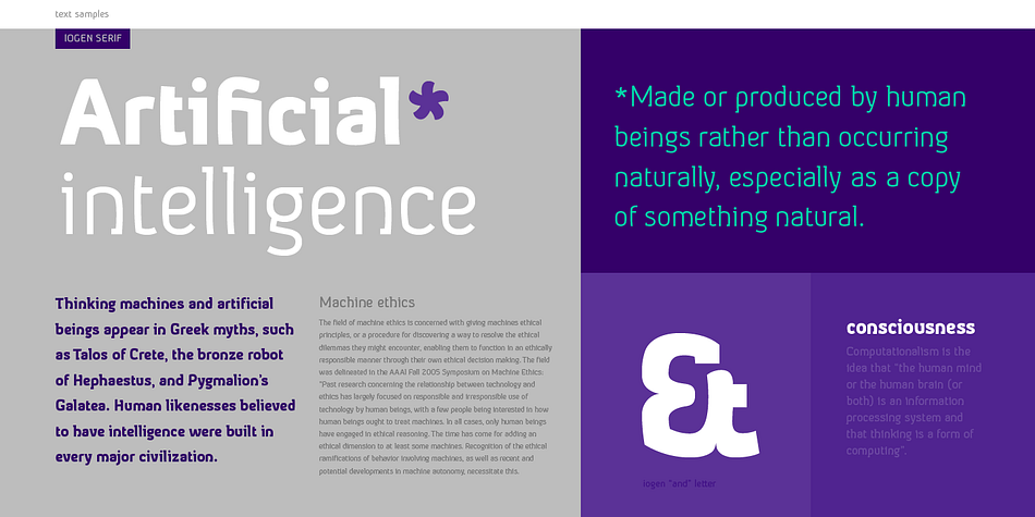 Iogen font family sample image.