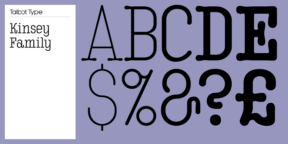 Kinsey font family sample image.