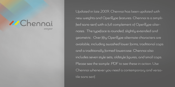 Over fifty OpenType alternate characters are available, including swashed lower forms, traditional caps and a traditionally formed lowercase.