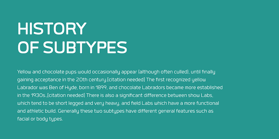 Labrador font family example.