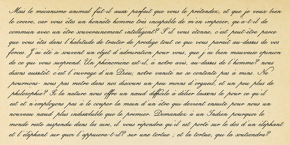 Because it simulates true handlettering, the font retains a warm, organic quality not seen in fancy modern scripts while remaining both elegant and legible.