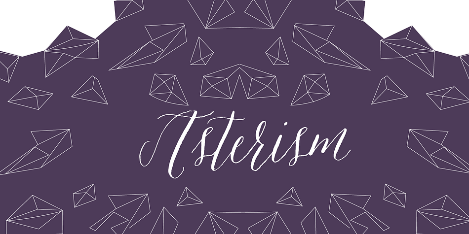 Asterism is a calligraphy style font with a moving baseline and lots of shining personality.