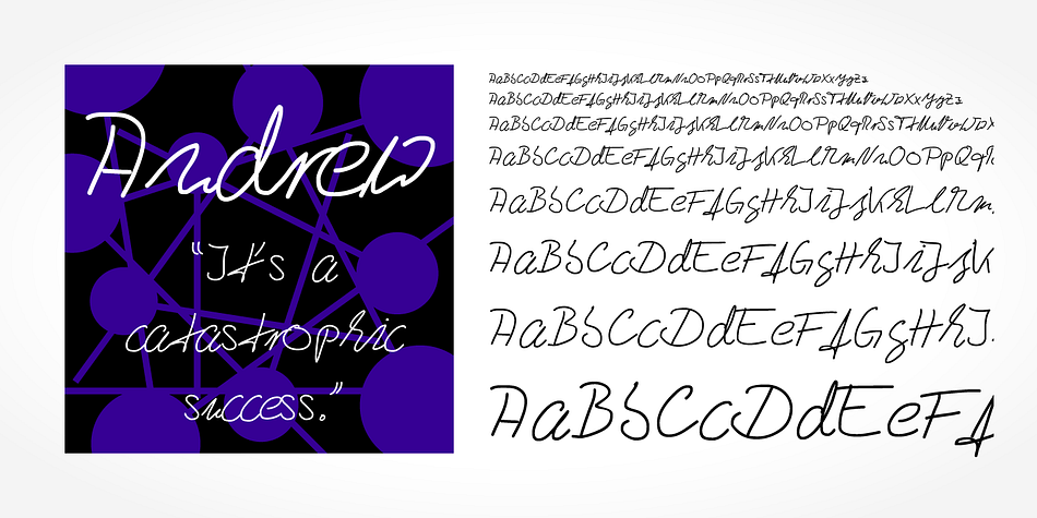 “Andrew Handwriting Pro” is a beautiful typeface that mimics true handwriting closely.
