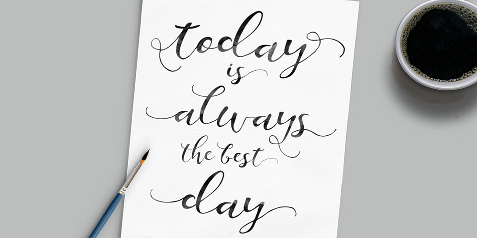 Charissa Script is a new hand brushed font, elegant, organic fun with dancing baseline.