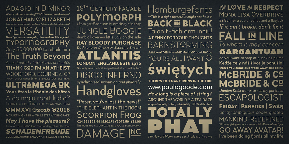 Woodford Bourne PRO has matured with numerous improvements to make it an even more versatile font family.