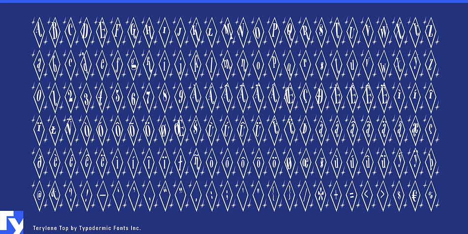 Displaying the beauty and characteristics of the Terylene Top font family.