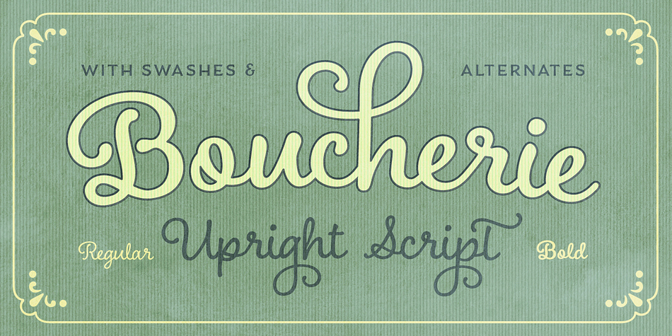 Boucherie Cursive is part of the Boucherie Collection – a series of 16 distinct, yet related typefaces.