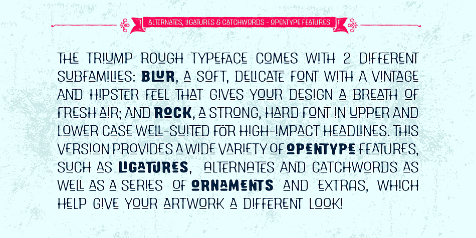 Triump Rough font family example.